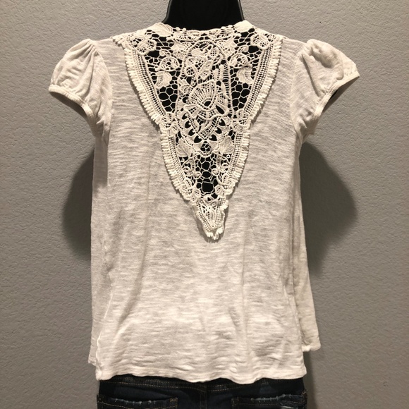 SOLD! Short Sleeve White Cover Up with Lace Back - Picture 3 of 5